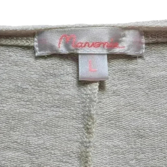 Anthropologie Maronie Dress Oatmeal V Neck Elbow Sleeves Oversized Women's L - Picture 8 of 11